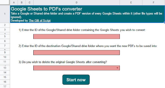 Bulk convert Google Sheets to PDFs using Apps Script