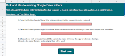 Bulk add files to existing Google Drive folders